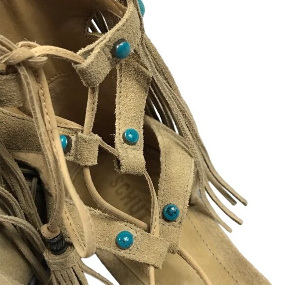 Schutz 9.5 suede fringed sandals tan - Picture 5 of 7